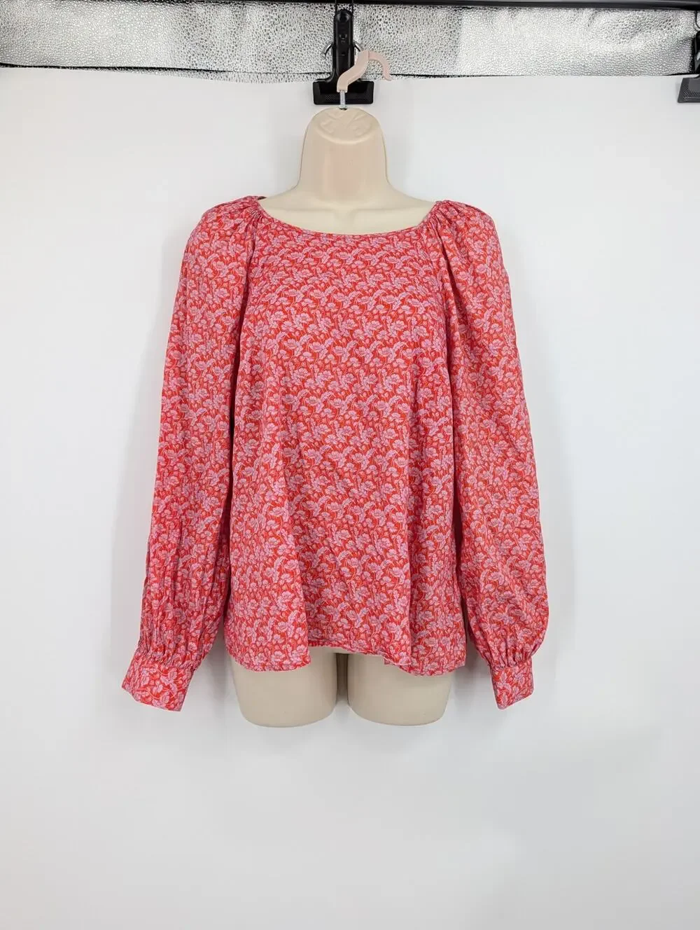 J.Crew Liberty London Toutouayette Red Floral Medium Cottagecore Puff Sleeve